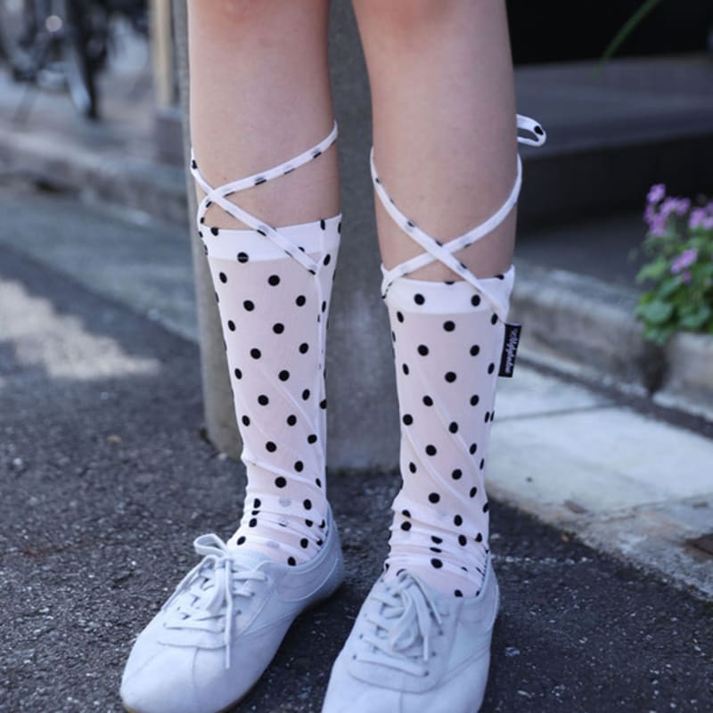 UGLYSHADOW MESH DOTTED SOCKS(WHITE)