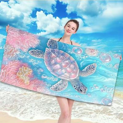 Creative Turtle Pattern Beach Towel Highly Absorbent and Quick Drying Suitable for Swimming and Camping Beach Towels
