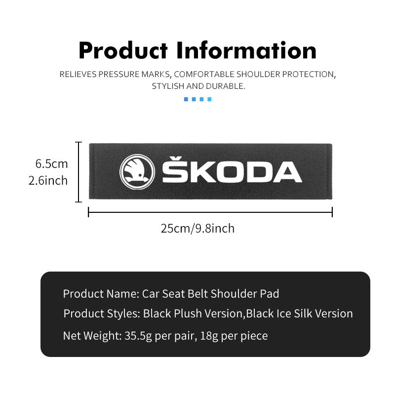 cqmes7 Car Seat Belt Shoulder Protector Cover Safety Belt Padding Pad Mat For Skoda VRS Octavia 1 2 3 Rapid Kodiaq Karoq Fabia Kamiq