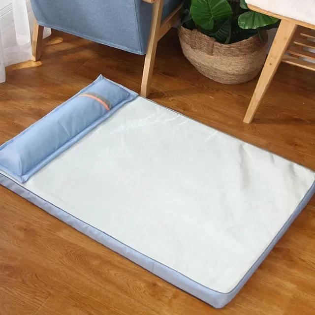 Sommer-Kühlmatratze für Haustiere, orthopädisches Memory-Schaum-Haustiersofa mit Kissen, Wärmeableitung, atmungsaktiv, wasserdicht, abnehmbar und waschbar M