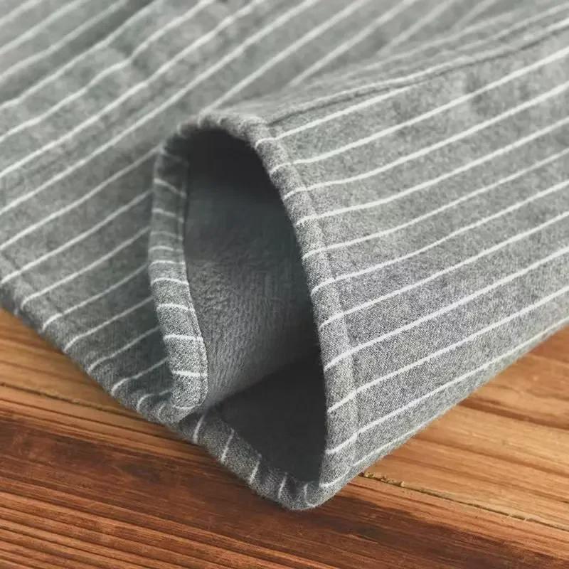 Men's Autumn & Winter Striped Velvet Lapel Cardigan Shirt Jacket