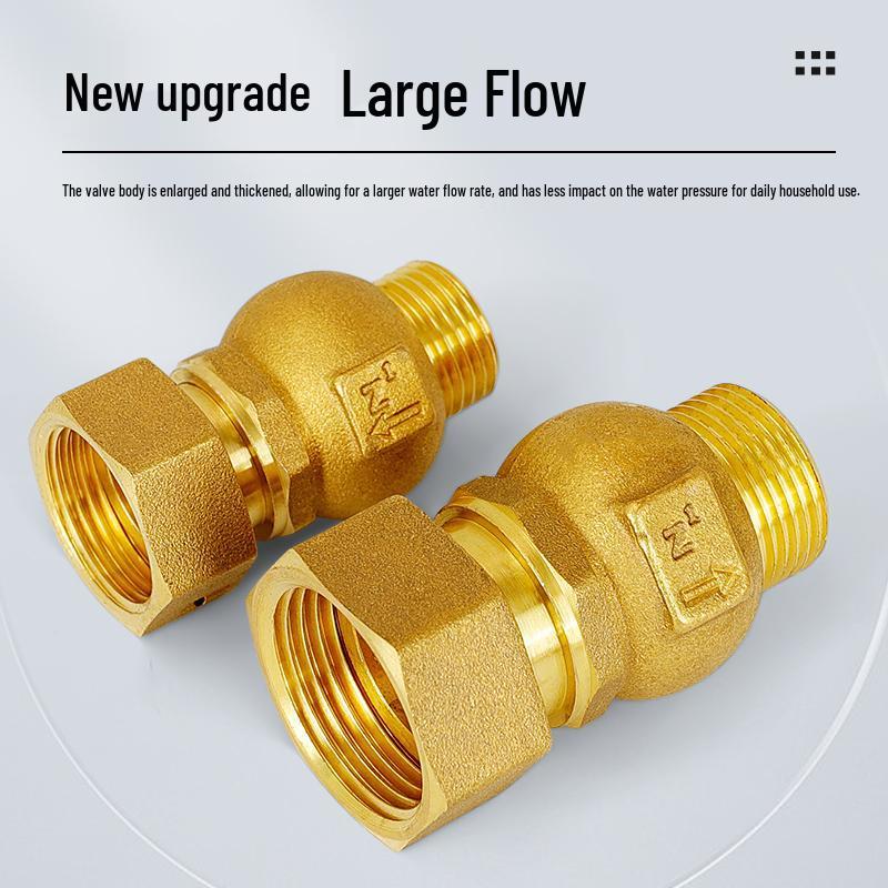 Copper Anti-Spin Check Valve DN15mm 1/2" To 3/4" - High Flow Household Shut-off Valve