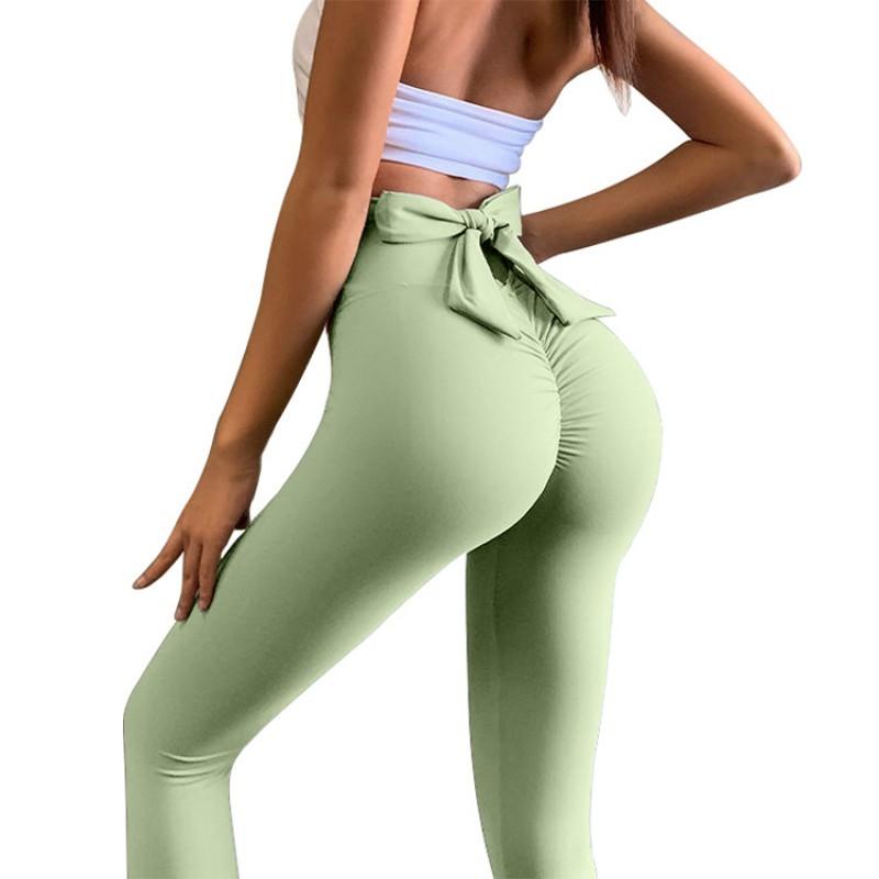 Womens High Waist Yoga Pants Bow Butt Lift Tight Fitness Leggings Quick Dry Sports Activewear