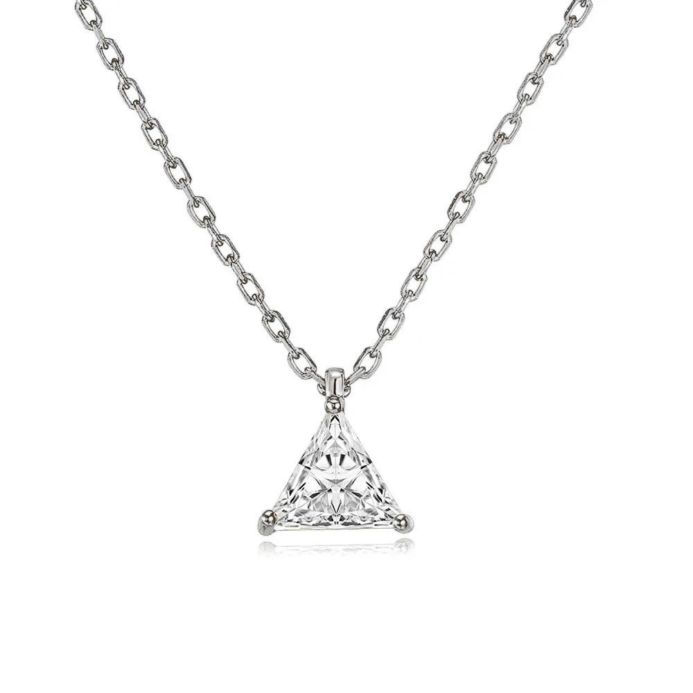 Ladies' Triangular Pendant Necklace with Triangular Synthetic Zircon Inlay, Elegant and Minimalist Collarbone Chain