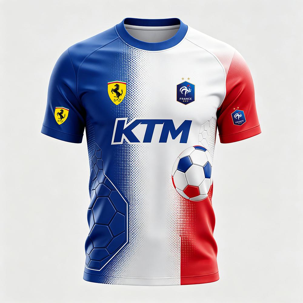 KTM 2026 Men s France Football Jersey Quick Dry Breathable Sports T-Shirt XS