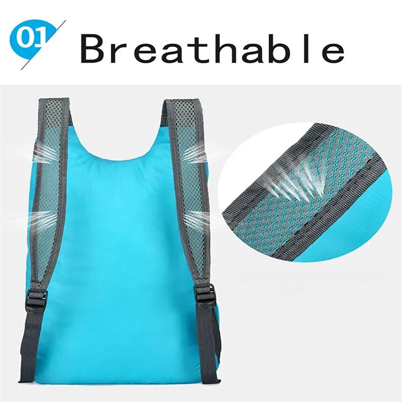 Outdoor Unisex Wasserdichter Faltbarer Rucksack Große Kapazität Tragbarer Camping Wanderreise Tagesrucksack Freizeit Männer Frauen Sporttaschen