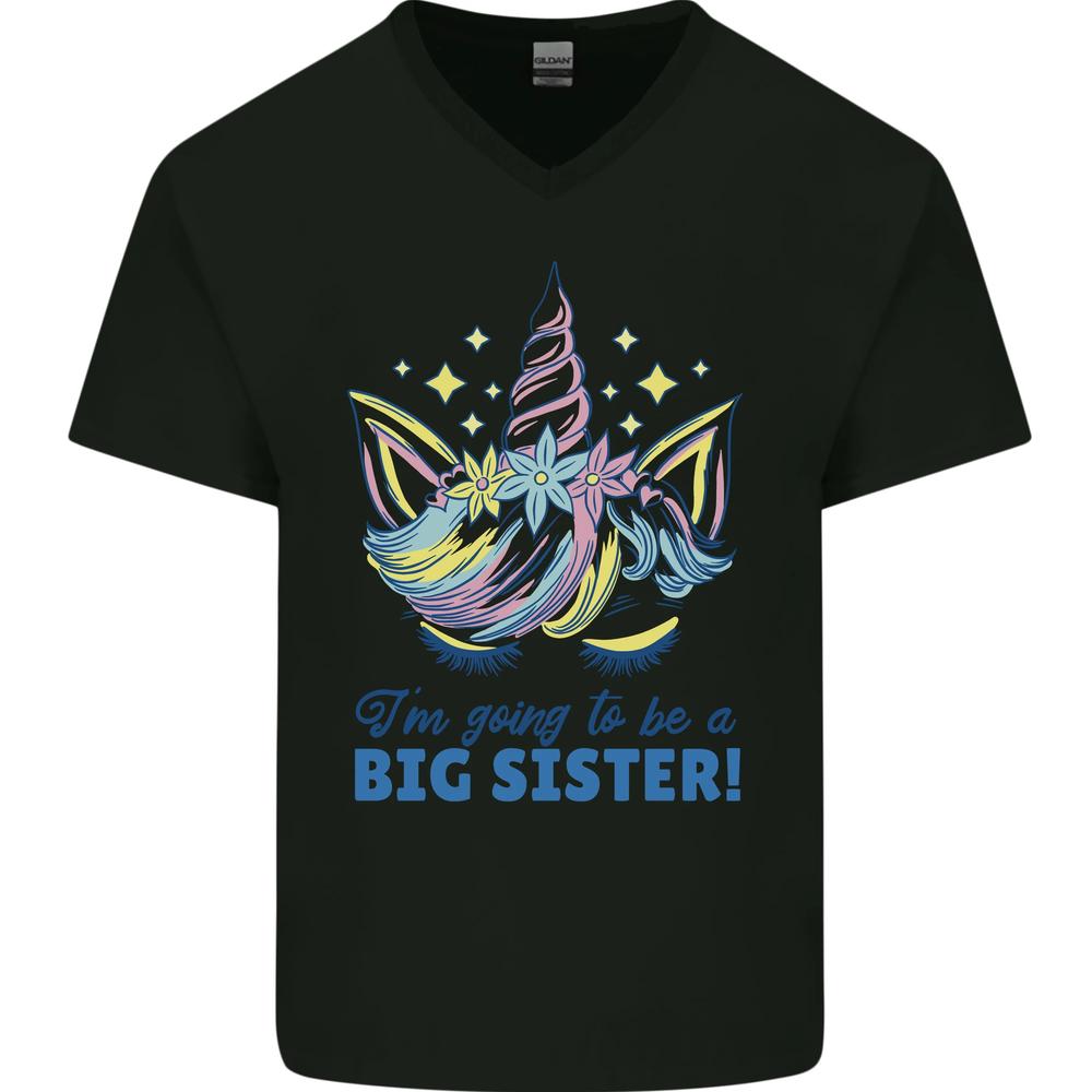 Im Going to Be a Big Sister Unicorn Mens VNeck Cotton T-shirt XXL