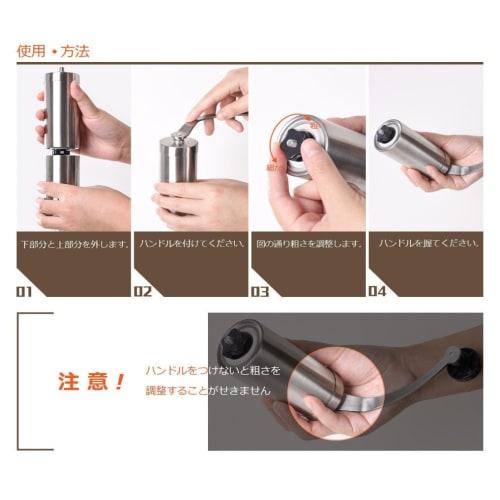 Dreampass Hand Grinder, Ceramic and Stainless Steel, Manual Coffee Grinder with Dedicated Brush Set (Silver) Bb407