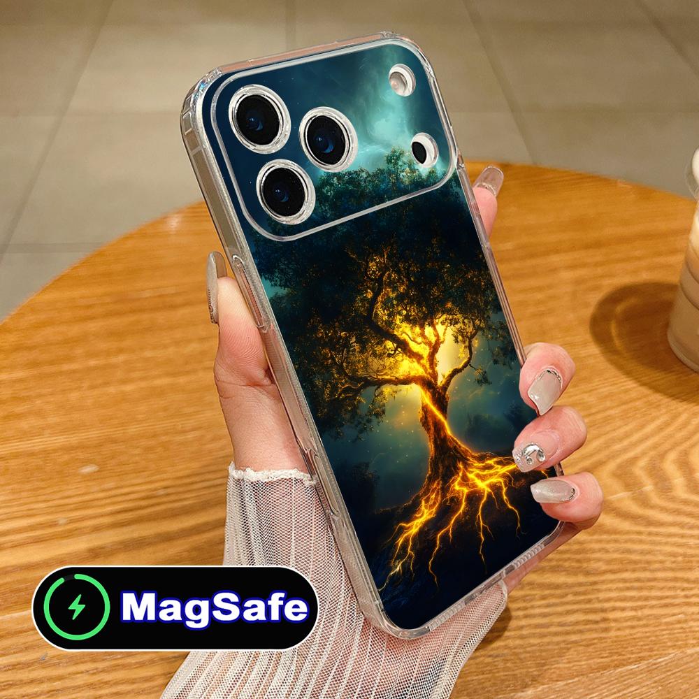 Coque de téléphone portable Arbre de Vie du Monde pour iPhone 17 16 15 14 13 12 11 Air Pro Max Plus Mini Magsafe Coque Transparente Colorée