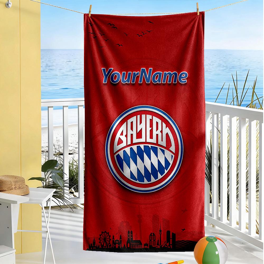 Bayern Munich Personalized Text Beach Towel Super Soft Microfiber Quickdry Fabric