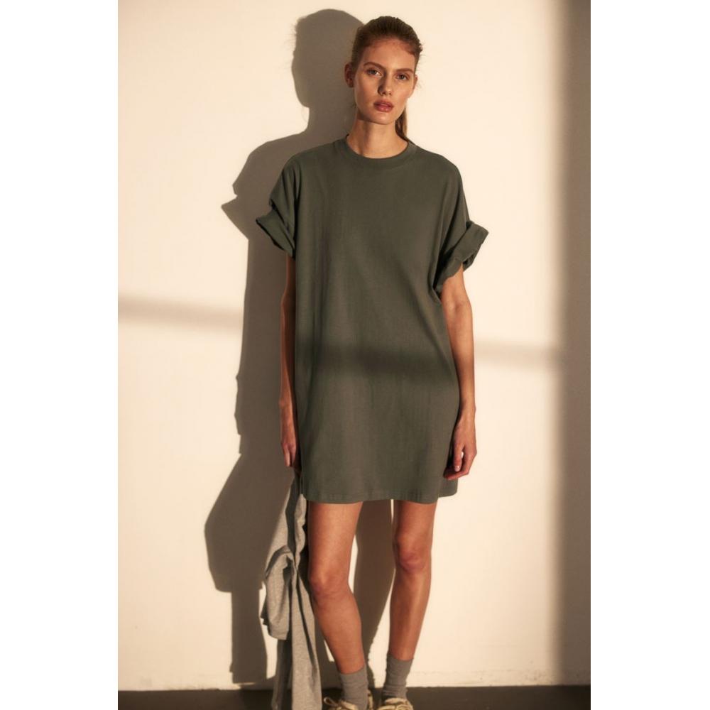 

Платье-футболка HM Oversized хаки зеленое