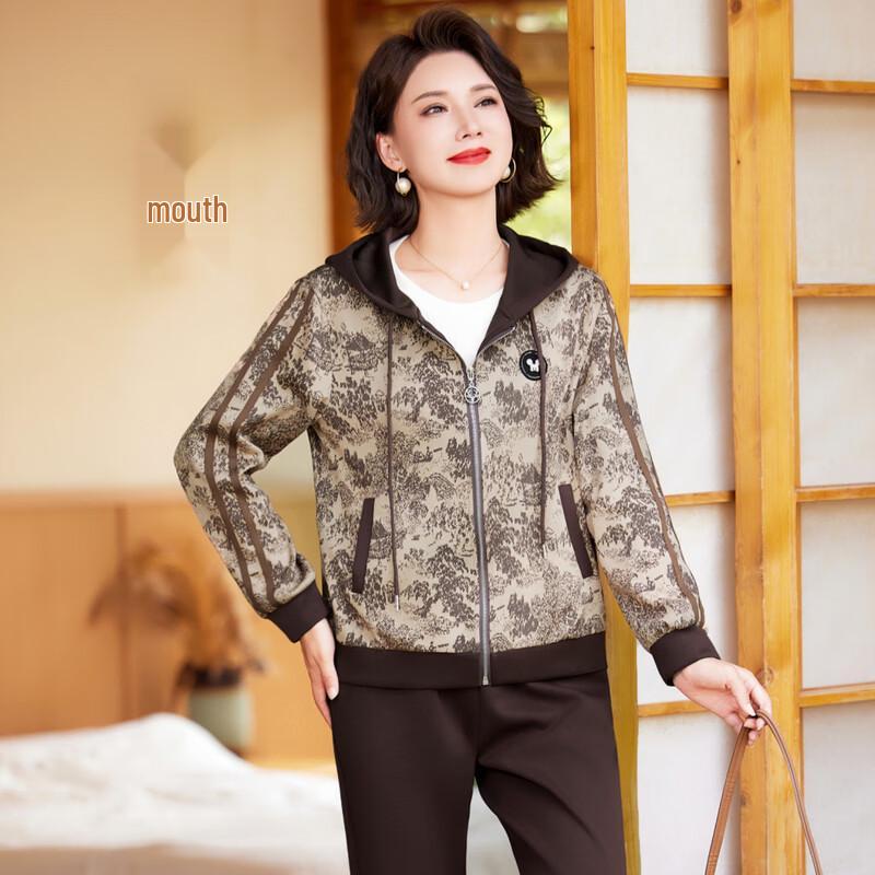 Hengyuanxiang Women's Floral Print Casual Two-Piece Sportswear Set