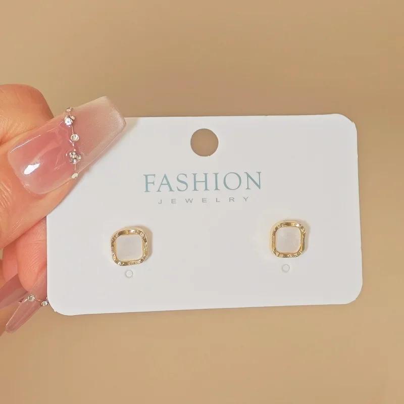 LATS Delicate Small Circle Stud Earrings for Women Gold Crystal Minimalist Summer Jewelry Party Accessories Gift