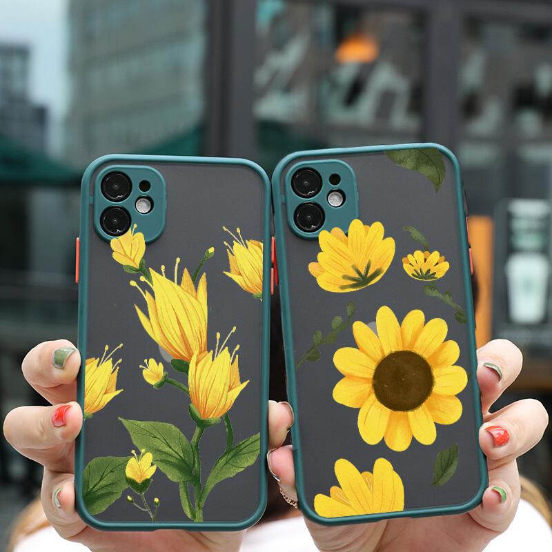 Flower Sunflower Chrysanthemum Phone Case For iPhone 16 15 12 11 13 14 Pro Max XS XR X 15 14 7 8 Plus SE2 Shockproof Back Cover