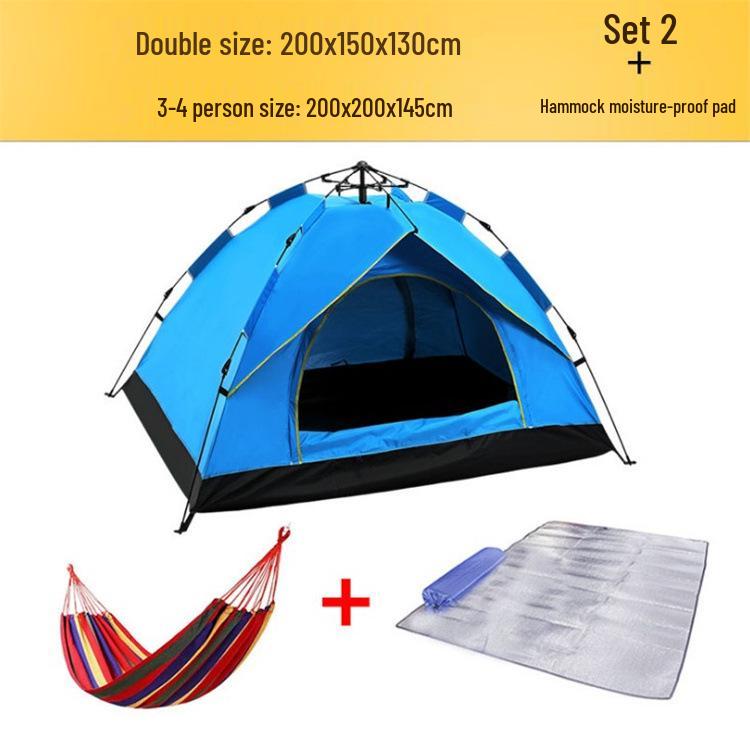 Fully Automatic 3-4 Person Tent: Sun Protection, Thickened Rainproof, Quick Setup for Camping or Beach.