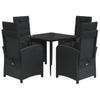 Vidaxl 5-Cz. Gartenmöbel-Set mit Kissen, Schwarz, Polyrattan
