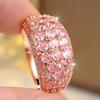 Luxurious Four Colors Available Pink Zircon Paved Wide Band Ring for Women Daily Wear and Party