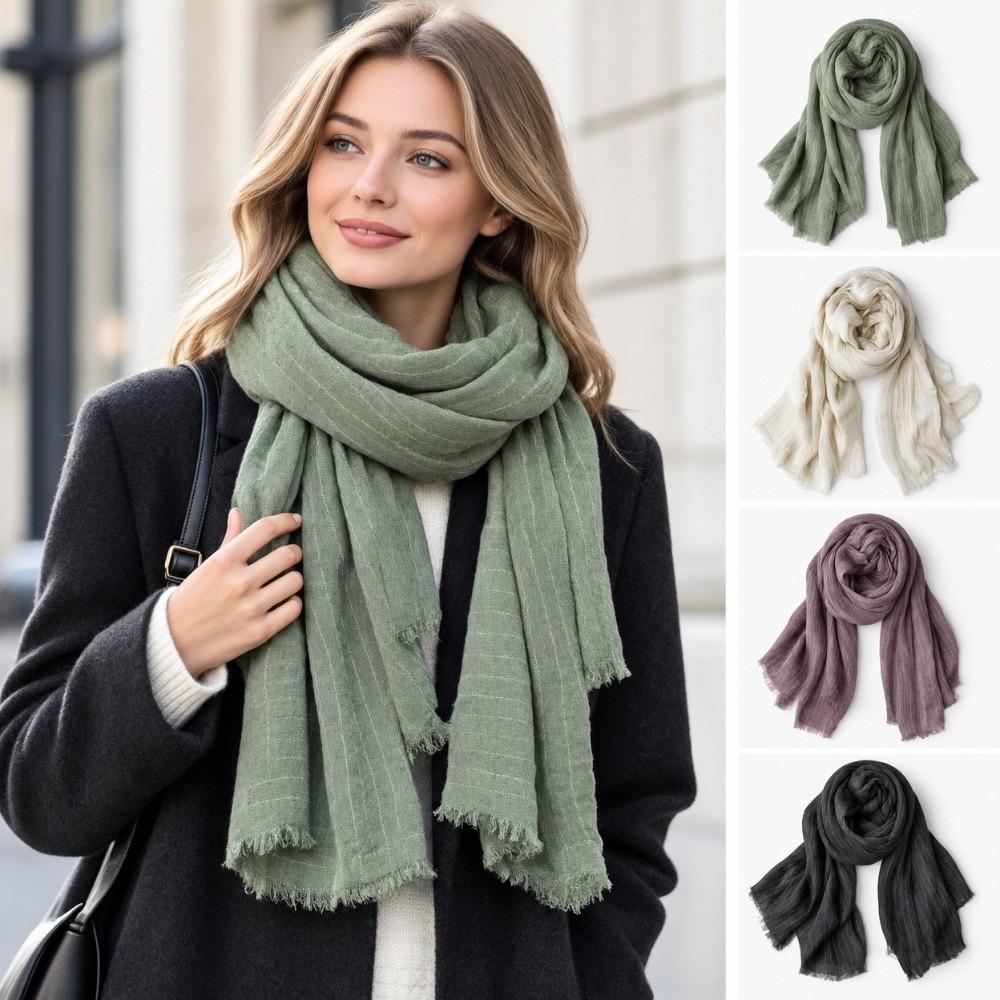 Vertical Striped Viscose Scarf Soft Shawl Wrap Retro Modal Scarf All Season