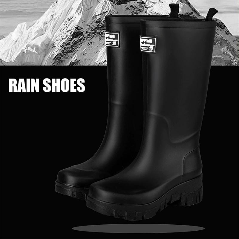 Women's Thick-Soled Waterproof Mid-High Rain Boots - Non-Slip Wear-Resistant Korean Style for Camping & Car Wash Outdoor Rain Boots