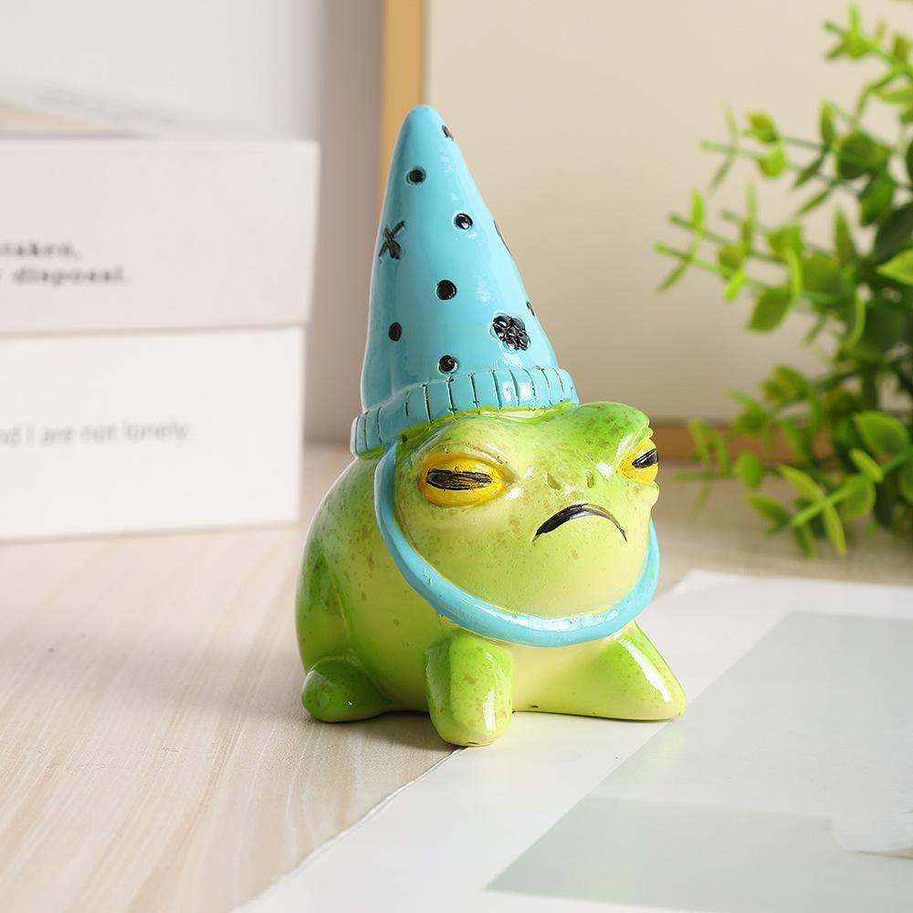 Creative and Adorable Garden Courtyard Hat-shaped Small Frog Decorative Item for Balcony Succulent Pot Plants Micro Landscape