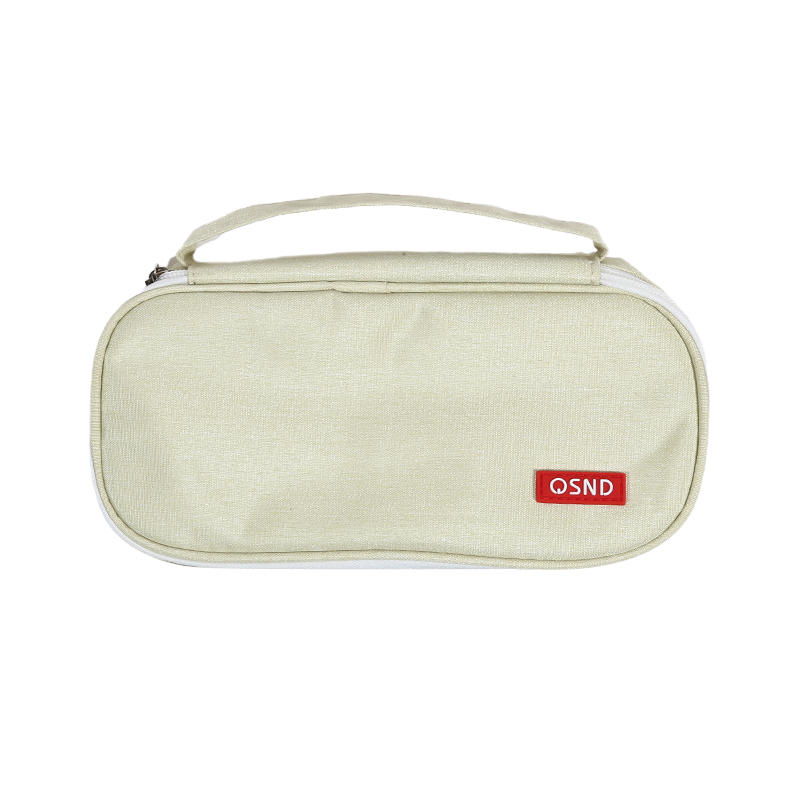 Handheld Double-layer Pencil Case Oxford Cloth Solid Color Student Case Pencil with Pen Clip Compartment Storage Bag School Stationery