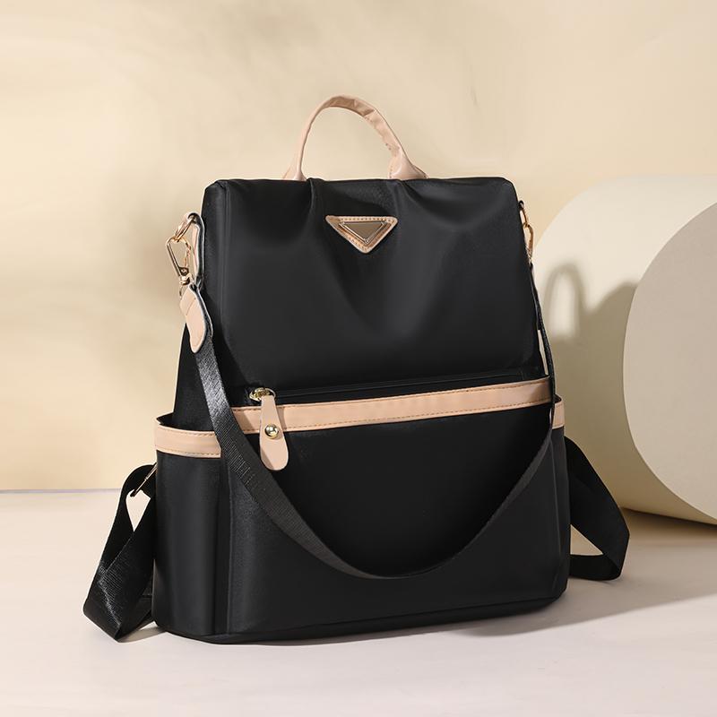 Backpack Women's Solid Color Commuter Backpack Large Capacity Contrast Color Bag