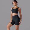 Nessaj Women Black Corss Bra Sport Set Beauty Back Bra Short Pants Gym Yoga Sportswear 2 Piece Workout Sets