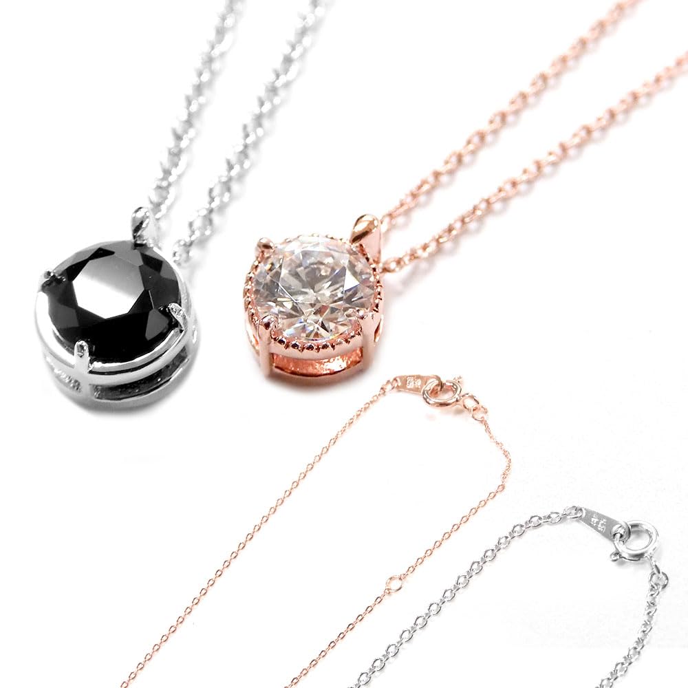 

Pair necklace SILVER925 Super Cubic Zirconia Unisex set Flower box with teddy bear Single stone necklace SN13-203S