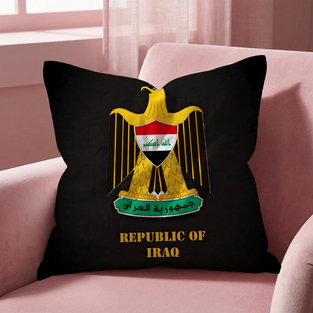 I-Iraqi Iraq National Flag Cushion Cover Multi-Scene Pillow Cover for Home & Car - Reversible, Soft & Durable for Daily Use