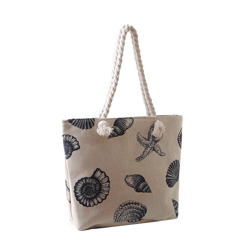 

Холщовая сумка-тоут с узором ракушек, узором морской жизни, дорожная пляжная сумка, легкая летняя сумка через плечо для отпуска Shell