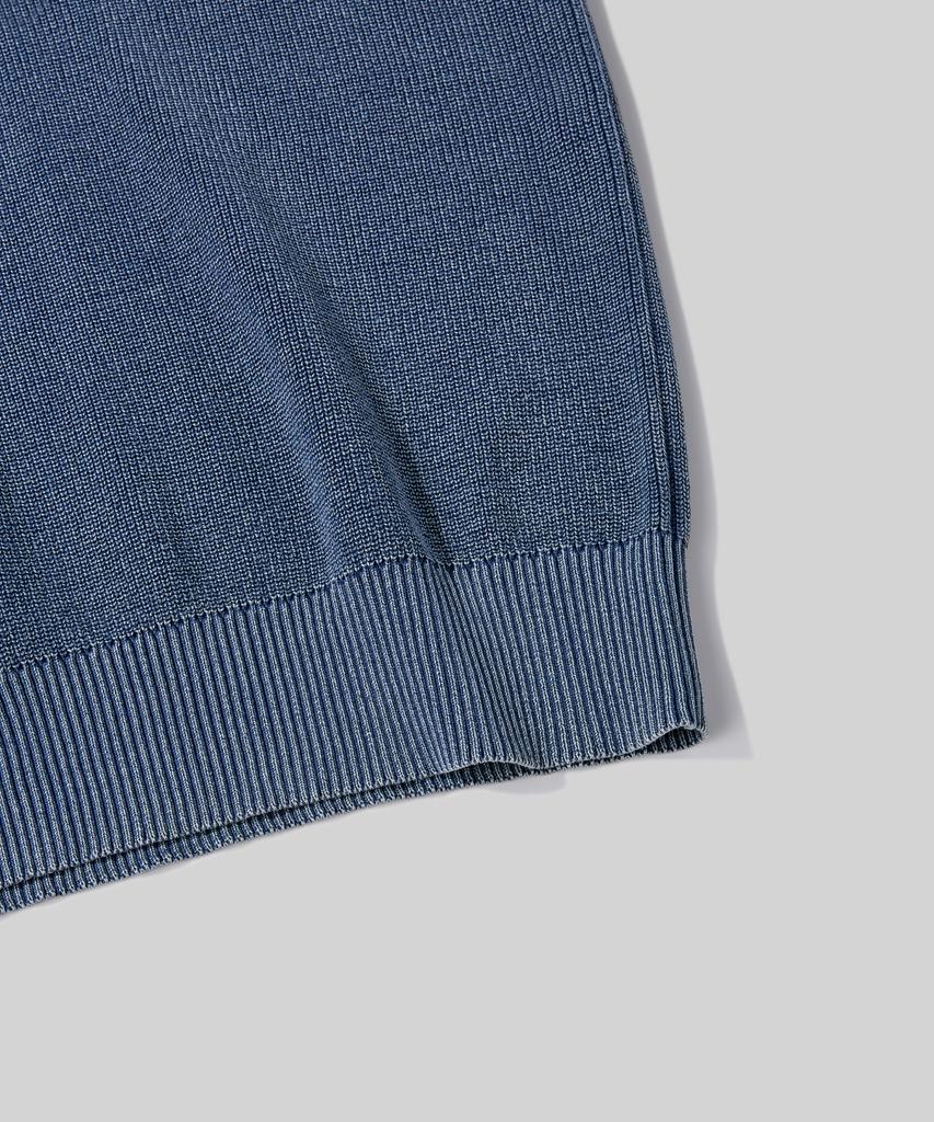 Beodeonteu Pigment Washed Round Neck Knit [Blue]