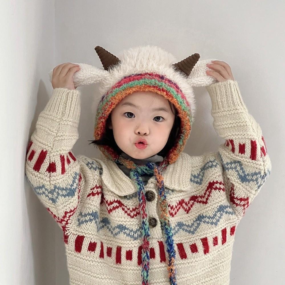 Cartoon Winter Plush Hat Warm Ear Protection Cap Cute Woolen Knit Hats Children