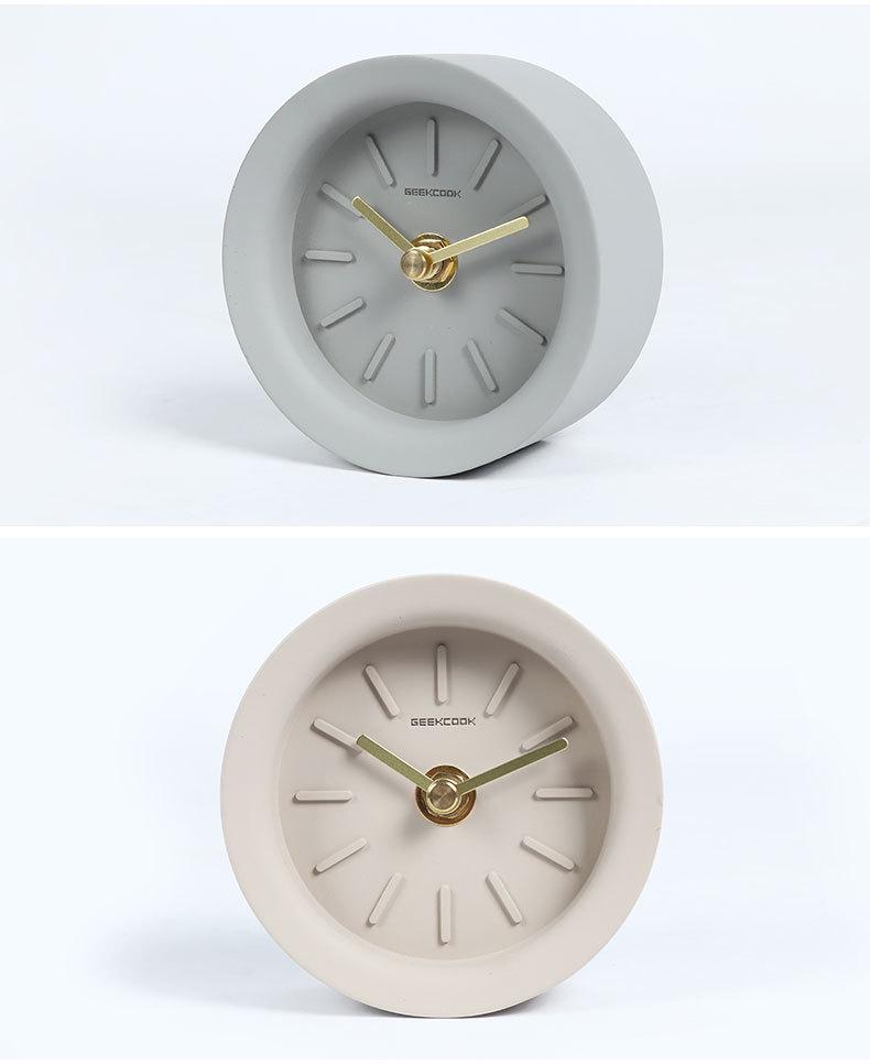 Industrial Style Concrete Desktop Clock with Brass Hand