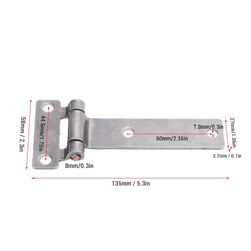 1 Pair 316 Stainless Steel Marine Grade T Hinge Sturdy Heavy Duty Boat Hinge For Yacht Interior Hatches 135x58mm