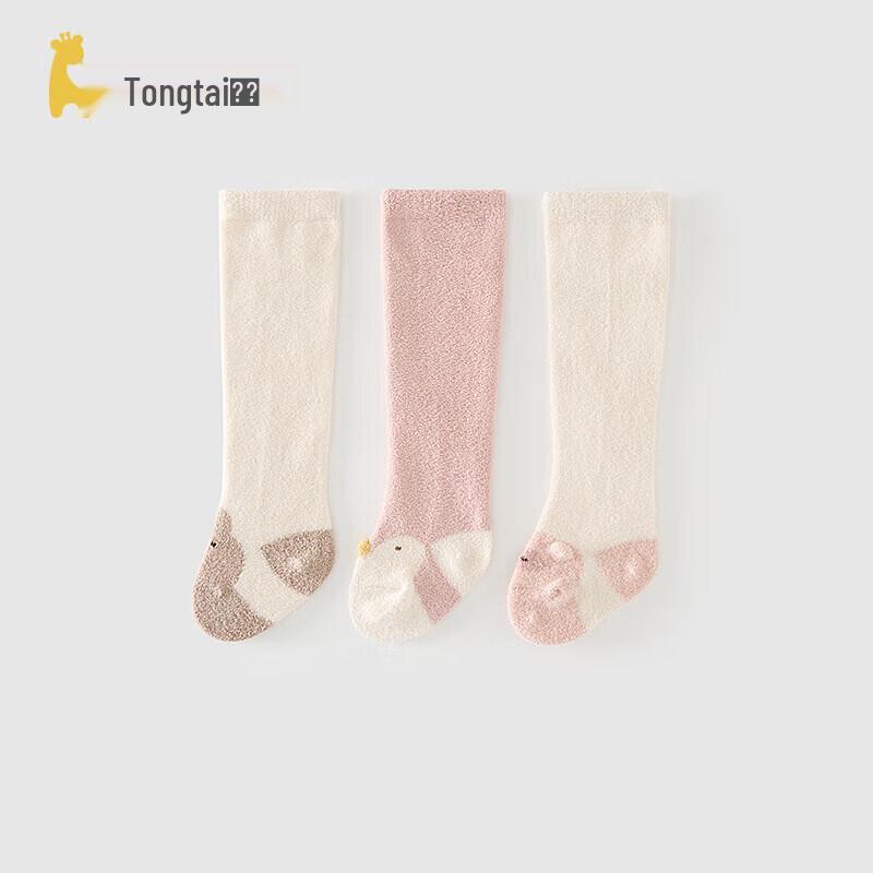 TONGTAI Baby Fleece-Lined High Tube Socks 3-Pair Pack 6-12 Months