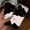Case for Iphone 12 15 14 13 17 Pro Air 18 Pro Max XS Max 16 Plus XR 11 Silver Glitter Crackle Background Two Cats Green Eyes