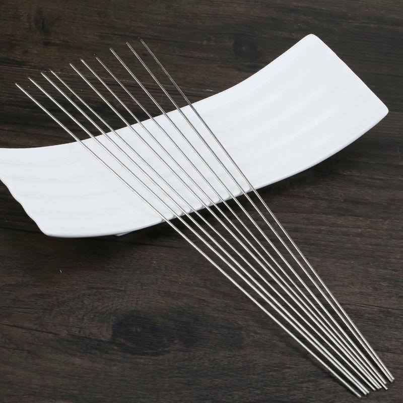 Stainless Steel Thickened Flat & Round Barbecue Skewers for Outdoor Grilling