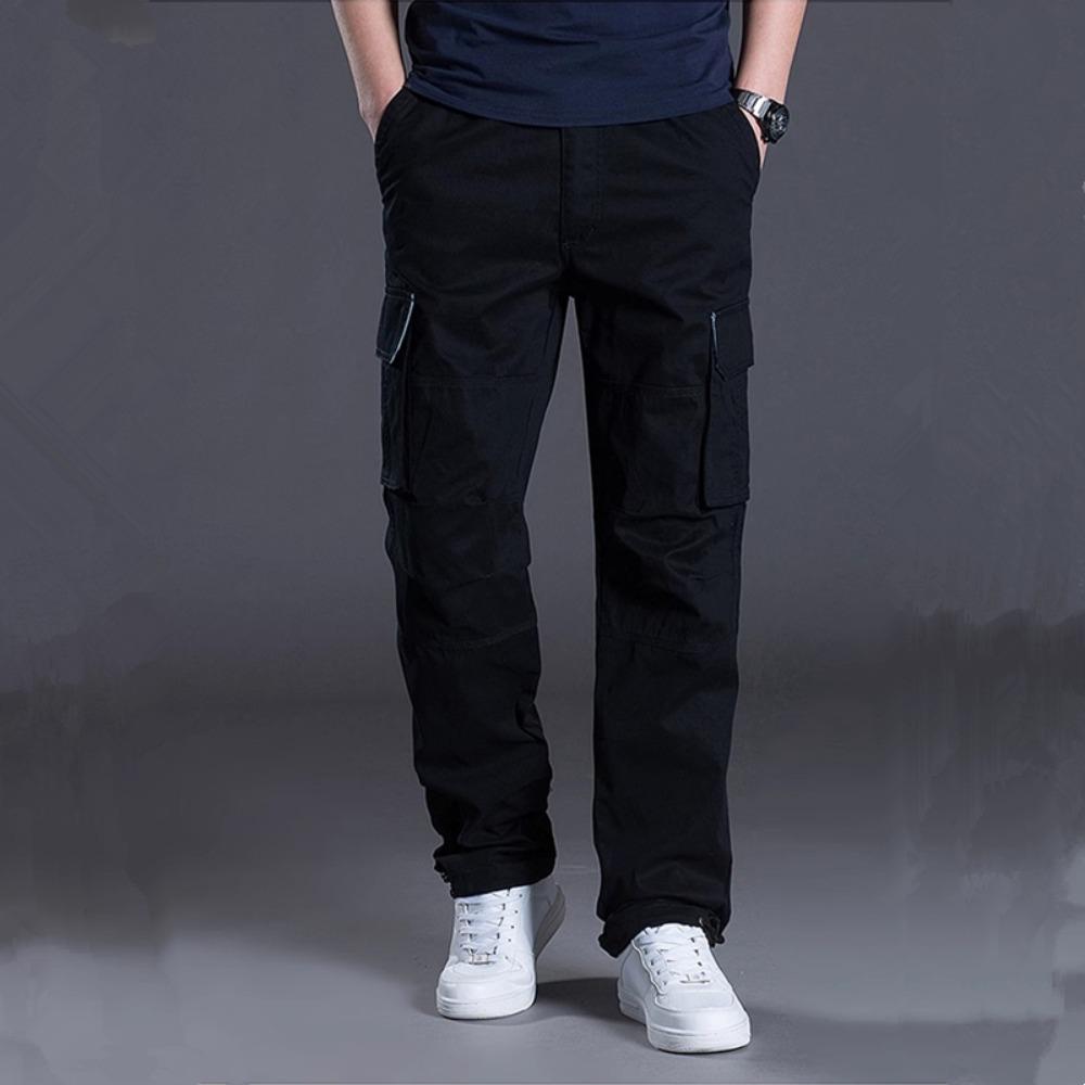 2025 Cotton Multi Flap Pockets Men's Straight Leg Cargo Pants Loose Casual Outdoor Pants Men's Work Pants for Hiking Tactical