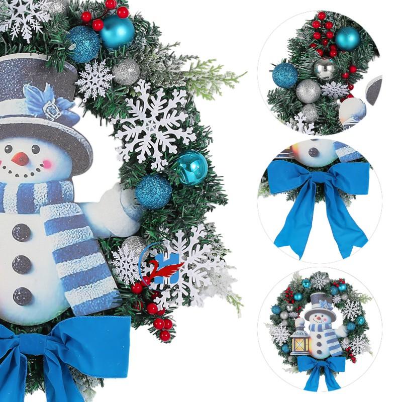 Christmas Snowman Wreath Decor Front Door Yard Home Window Display Winter Holiday Scene Setup