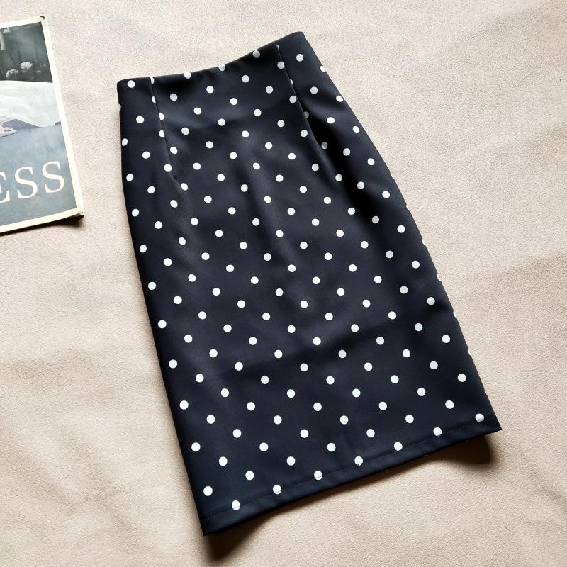 Retro Polka Dot High-Waist Midi-Rock für Damen - Elegant Schlankmachender Bodycon mit Schlitz