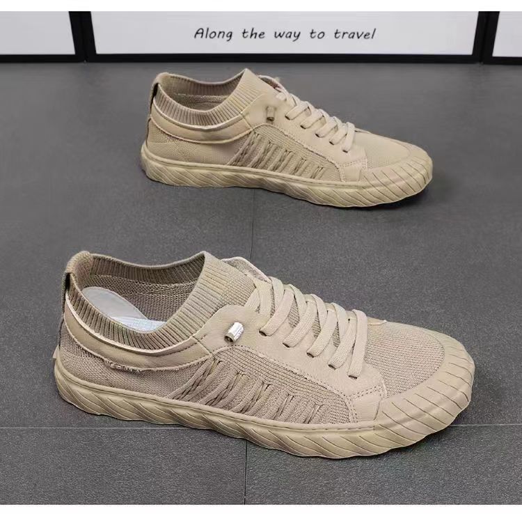 

2025 new men s flat shoes casual fashion breathable lightweight sports shoes low-top elastic buckle lace-up cloth shoes 39