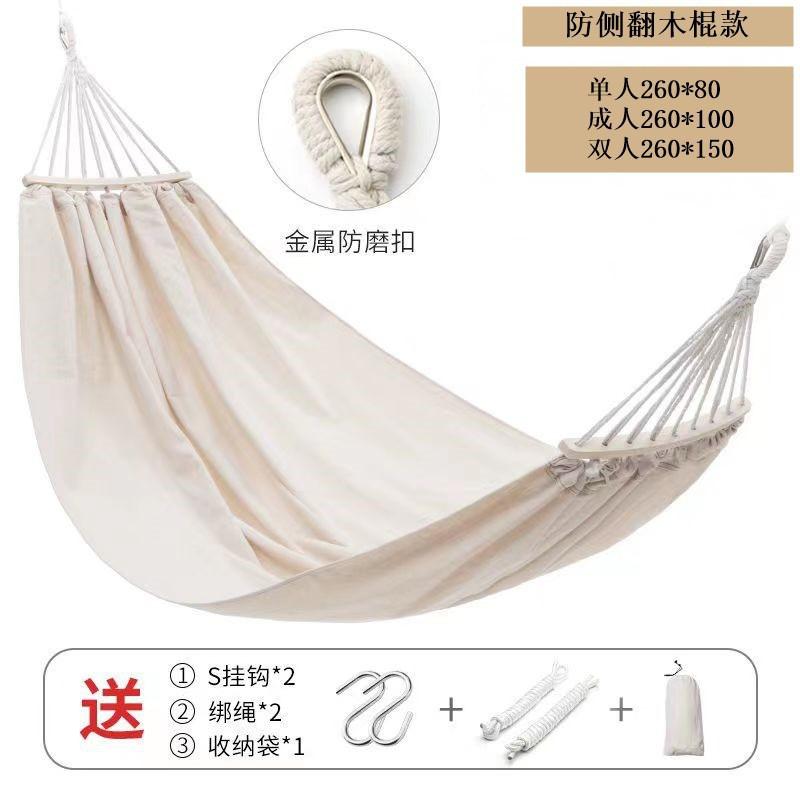 Portable Outdoor Hammock Kids Adults Durable Canvas Fabric With Anti-Roll Design Camping Hiking Garden Relaxation