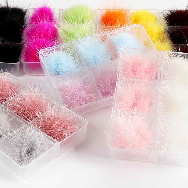 6Pcs/box Nail Fluff Ball Ornament Plush Hairball Nail Art Decoraiton Detachable Magnets