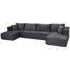 Modular U-Shaped Sofa for 4 People, 2 Chaise Longues, 2-Seater, 6 Cushions, 369 x 152 x 78 cm, Grey
