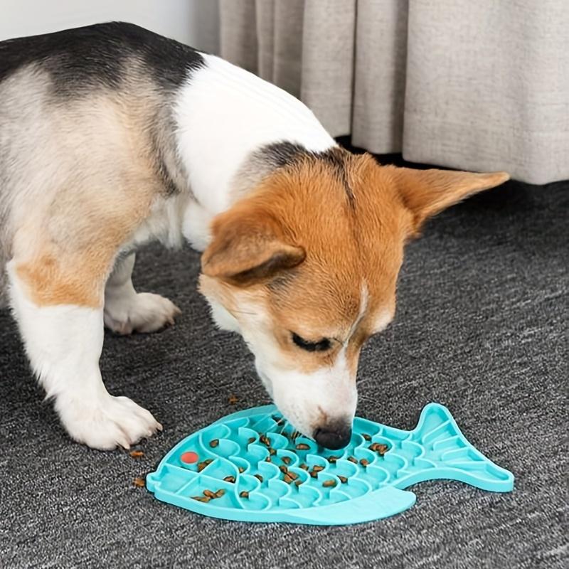 1 Stück Fischförmige Silikon-Hundeleckmatte, Fressnapfunterlage für langsames Fressen, Anti-Verschlucken Hunde-Puzzle-Futterplatte