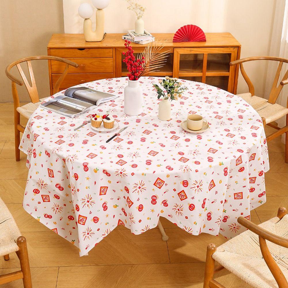 PEVA Tablecloth Thickened Red Festive Table Cloth Portable Table Cover  New Year Party Supplies