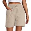 Pantaloncini Capri Estivi 2025 da Donna a Colore Unico, Vita Alta, Vestibilità Larga, con Tasche