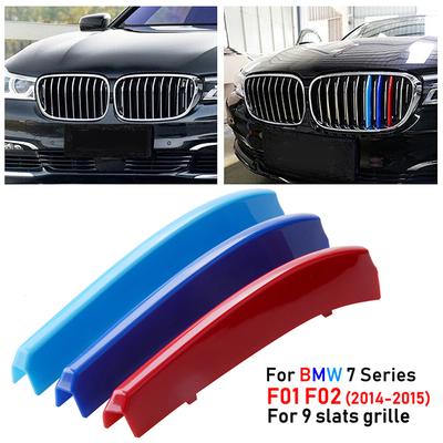 9 Lamellen Niere Grill Frontgrill Abdeckung Clip Trim Aufkleber Streifen Fit Für BMW 7 Serie F01 F02 LCI 2014-2015 G11 G12 2016-