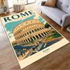 Rome Colosseum Vintage Illustration Rug - Non-slip rug suitable for living room and bedroom sofas.