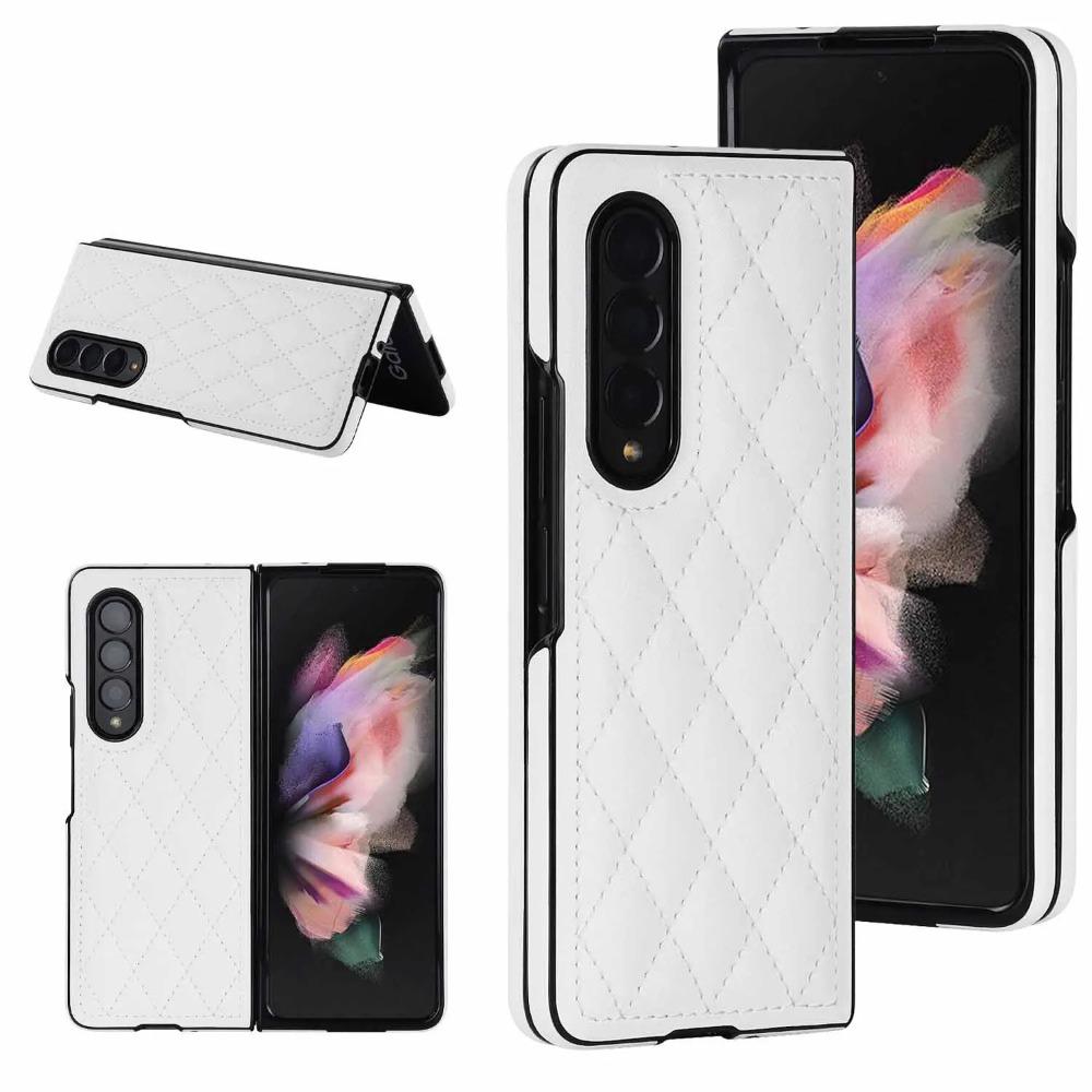 Samsung Galaxy Z Fold 7 6 5 4 3 5G Diamond Grid Pattern Leather Anti Fall Protective Hard Cover Fold7 Luxury Flip Phone Case